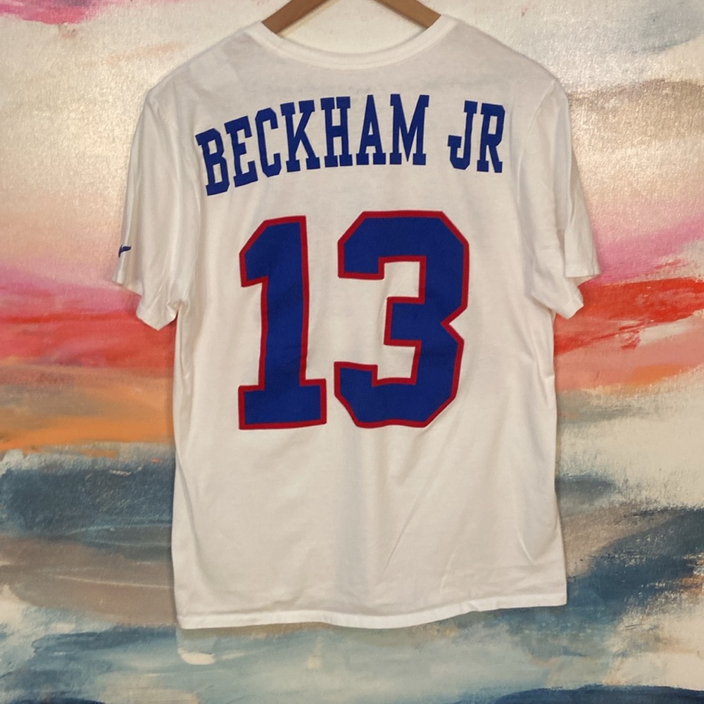 🔥EC🔥NY Giants The Nike Tee Beckham Jr. 100% Cotton T-shirt.